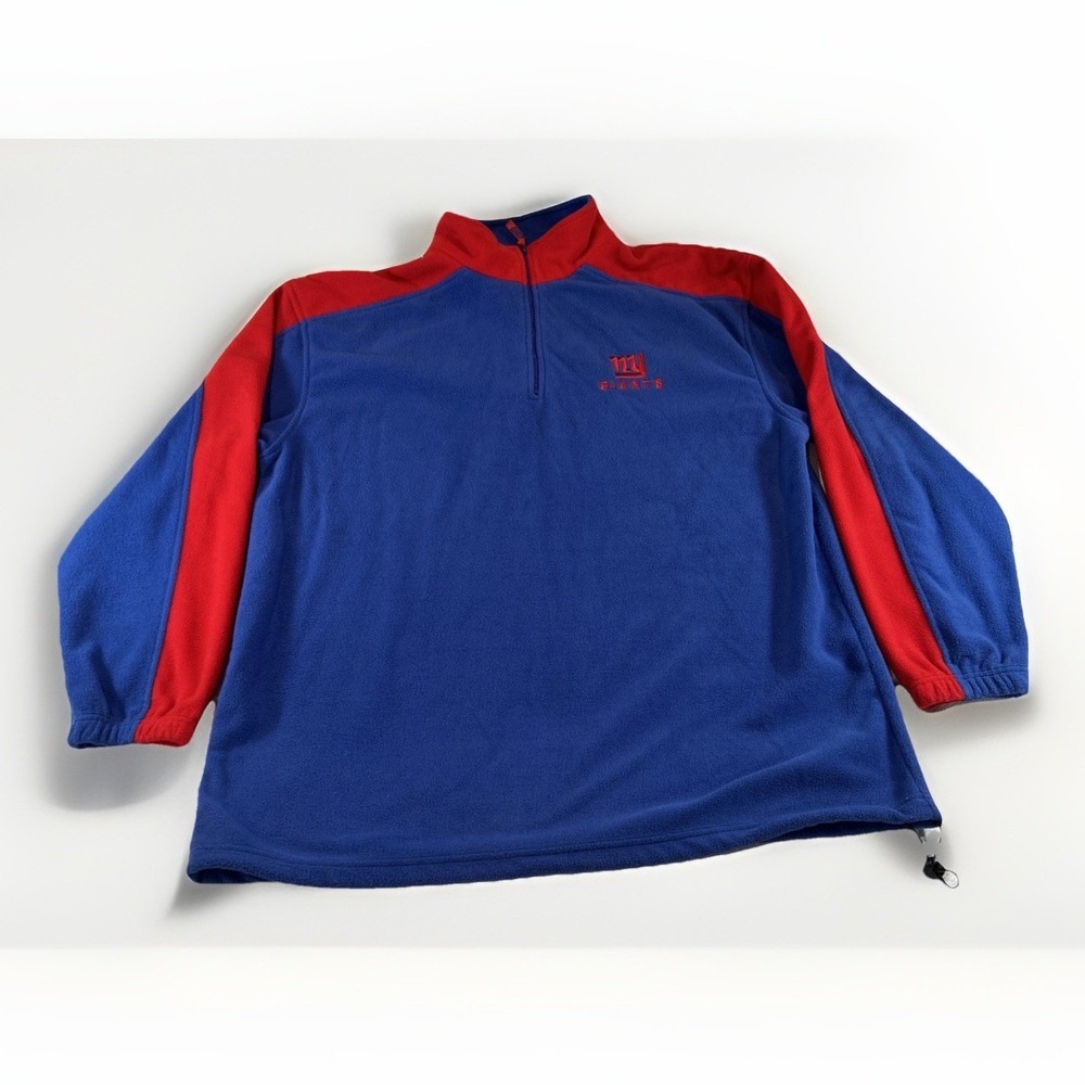 New York Giants NFL Men's 2XL Blue Fleece 1/4 Zip Pullover Sweater Football